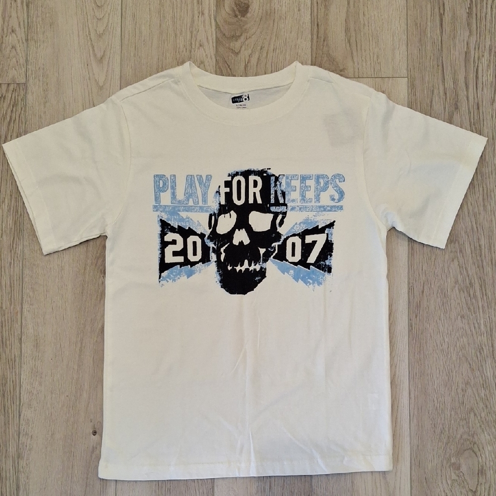 Kids' White Graphic Skull Tee